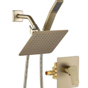 G-Promise Metal Shower Head Kit with Handle, Brushed Gold